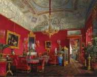 Hau Edward Petrovich Interiors of the Winter Palace. The Large Drawing-Room of Empress Alexandra Fyodorovna - Hermitage